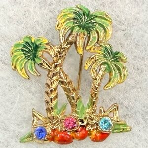 Colorful Tropical Palm Tree Brooch